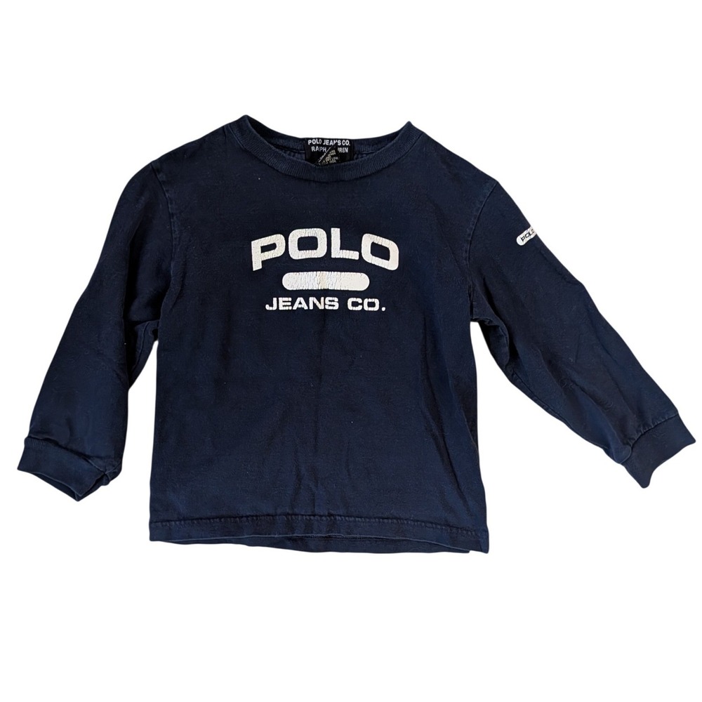 Vintage Polo Jeans Co. Ralph Lauren Kids Navy Long Sleeve Graphic T-Shirt- 4T